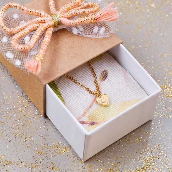 Kids inox Necklace with heart - Gift Box Handmade kids necklace made of stainless steel with enamelled heart