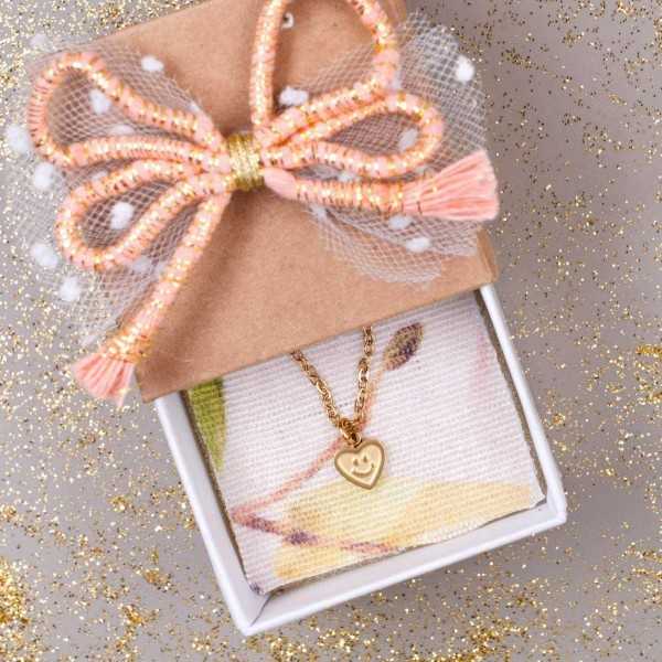 Kids inox Necklace with heart - Gift Box Handmade kids necklace made of stainless steel with enamelled heart