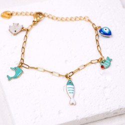 Kid's Fish Inox Chain Bracelet Kid's chain bracelet made of stainless steel with enamelled metal parts