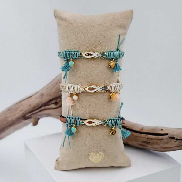 Σετ δερμάτινα βραχιόλια με σμάλτο Σετ δερμάτινα βραχιόλια με χρυσά στοιχεία και σμάλτο