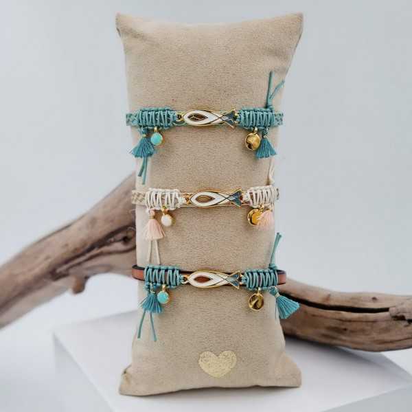 Σετ δερμάτινα βραχιόλια με σμάλτο Σετ δερμάτινα βραχιόλια με χρυσά στοιχεία και σμάλτο