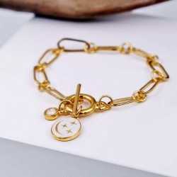 Βραχιόλι αλυσίδα με κρύσταλλο Swarovski Επίχρυσο βραχιόλι αλυσίδα από ανοξείδωτο ατσάλι με σμάλτο και κρύσταλλο Swarovski