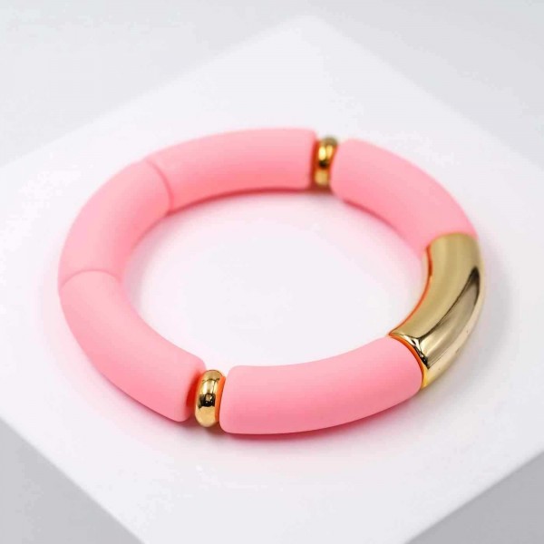 Ελαστικό βραχιόλι με στοιχεία από ακρυλικό και επίχρυσα στοιχεία  Ελαστικό βραχιόλι με στοιχεία από ακρυλικό και επίχρυσα στοιχεία