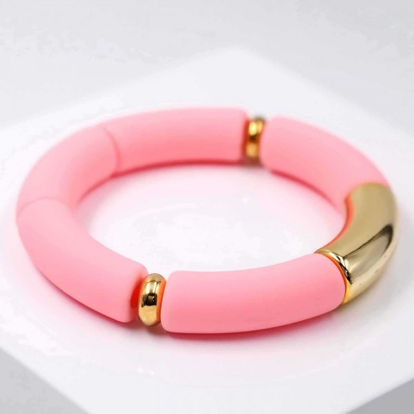 Ελαστικό βραχιόλι με στοιχεία από ακρυλικό και επίχρυσα στοιχεία  Ελαστικό βραχιόλι με στοιχεία από ακρυλικό και επίχρυσα στοιχεία