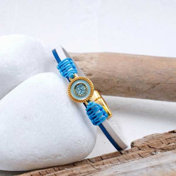 Δερμάτινο Βραχιόλι Glittered Enamel Χειροποίητο δερμάτινο βραχιόλι με επίχρυσα στοιχεία και σμάλτο γκλίτερ