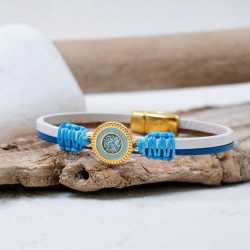 Δερμάτινο Βραχιόλι Glittered Enamel Χειροποίητο δερμάτινο βραχιόλι με επίχρυσα στοιχεία και σμάλτο γκλίτερ