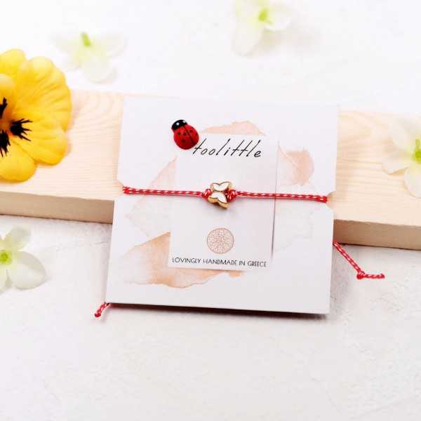 Butterfly March Bracelet March bracelet made of red-white cord with enamel butterfly