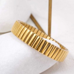 Elastic bangle gold-plated bangle bracelet made of stainless steel Elastic bangle bracelet made of stainless steel with 24K gold-plating