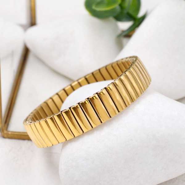 Elastic bangle gold-plated bangle bracelet made of stainless steel Elastic bangle bracelet made of stainless steel with 24K gold-plating