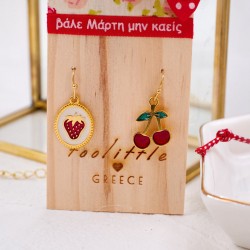 Σκουλαρίκια Μαρτάκια με κερασάκια Χειροποίητα σκουλαρίκια μαρτάκια με επίχρυσα στοιχεία