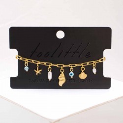Chain bracelet with sea elements and evil eye Handmade bracelet made of chain with gold-plated metal parts