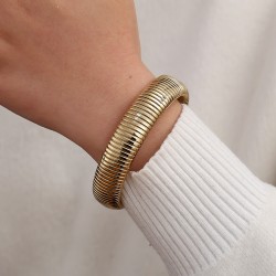 Elastic bangle bracelet made of stainless steel Elastic bangle bracelet made of stainless steel with 24K gold-plating