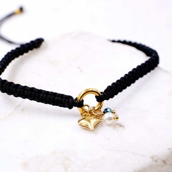 Inox Heart Makrame Bracelet  Inox Heart Makrame Bracelet