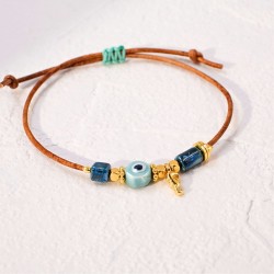 Macrame bracelet with ceramic evil eye Handmade macrame bracelet with ceramic evil eye