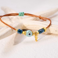 Macrame bracelet with ceramic evil eye Handmade macrame bracelet with ceramic evil eye