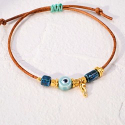 Macrame bracelet with ceramic evil eye Handmade macrame bracelet with ceramic evil eye