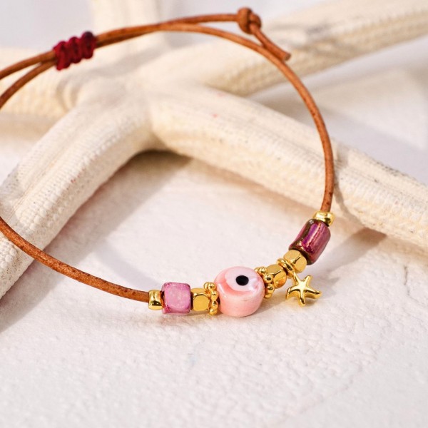 Macrame bracelet with ceramic evil eye Handmade macrame bracelet with ceramic evil eye
