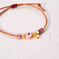 Macrame bracelet with ceramic evil eye Handmade macrame bracelet with ceramic evil eye