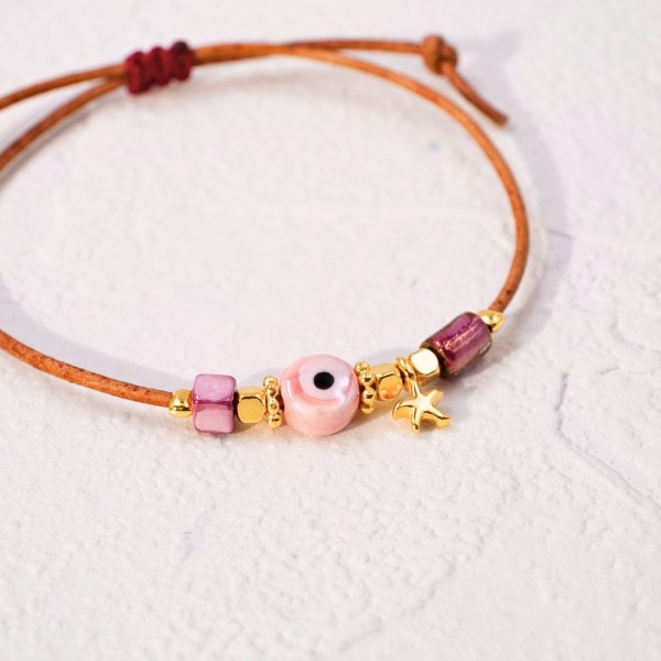Macrame bracelet with ceramic evil eye Handmade macrame bracelet with ceramic evil eye