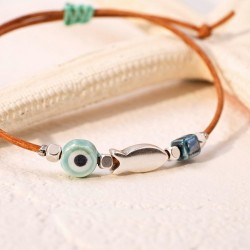 Macrame bracelet with ceramic evil eye Handmade macrame bracelet with ceramic evil eye
