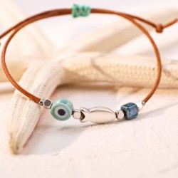 Macrame bracelet with ceramic evil eye Handmade macrame bracelet with ceramic evil eye