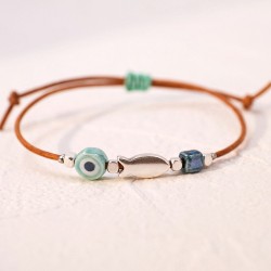 Macrame bracelet with ceramic evil eye Handmade macrame bracelet with ceramic evil eye