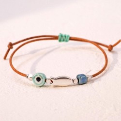Macrame bracelet with ceramic evil eye Handmade macrame bracelet with ceramic evil eye