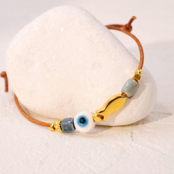 Macrame bracelet with ceramic evil eye Handmade macrame bracelet with ceramic evil eye