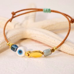 Macrame bracelet with ceramic evil eye Handmade macrame bracelet with ceramic evil eye