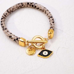 Bracelet with enamelled evil eye Handmade bracelet with gold-plated enamelled evil eye