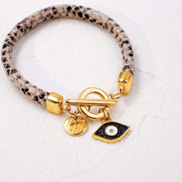 Bracelet with enamelled evil eye Handmade bracelet with gold-plated enamelled evil eye