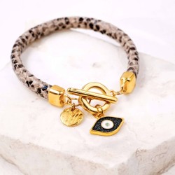 Bracelet with enamelled evil eye Handmade bracelet with gold-plated enamelled evil eye
