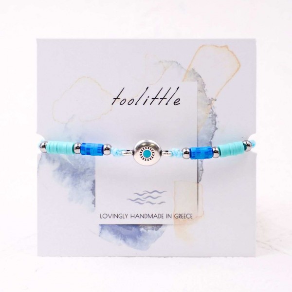 Macrame bracelet with metallic evil eye Handmade macrame bracelet with acrylic beads and metallic evil eye