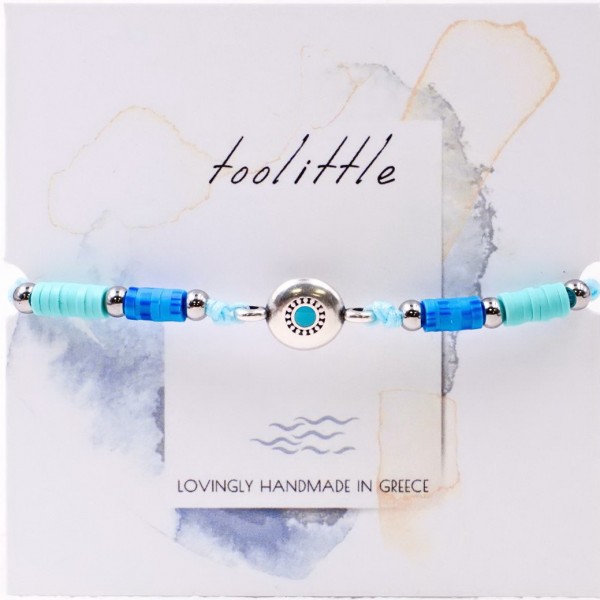 Macrame bracelet with metallic evil eye Handmade macrame bracelet with acrylic beads and metallic evil eye