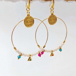 Oversized hoops with pearls and crystals Oversized hoops with pearls and crystals in gold-plating