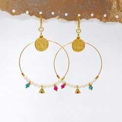 Oversized hoops with pearls and crystals Oversized hoops with pearls and crystals in gold-plating
