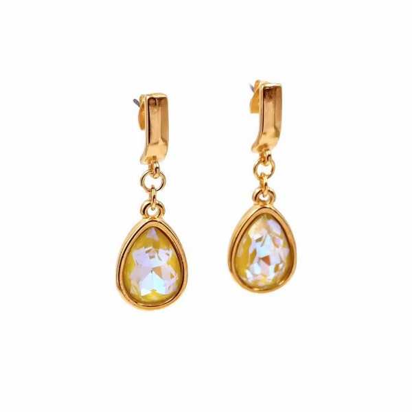 Mid-sized earrings with crystals Mid-sized earrings with Austrian crystals in 24Κ gold-plating