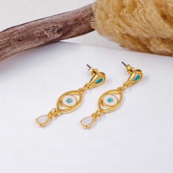 Handmade evil eyes earrings with enamel and 24K gold-plating