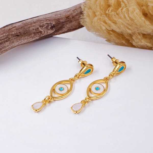 Handmade evil eyes earrings with enamel and 24K gold-plating