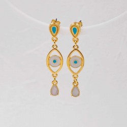 Handmade evil eyes earrings with enamel and 24K gold-plating
