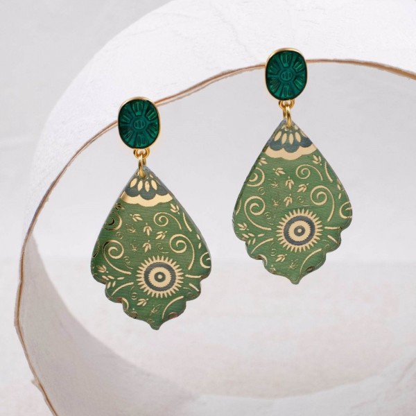 Gold-plated drop earrings made of plexiglass Handmade drop earrings in 24K gold-plating made of plexiglass