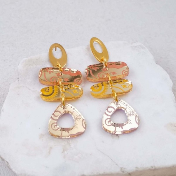 Gold-plated Plexiglass Earrings Handmade plexiglass earrings with 24K gold-plating
