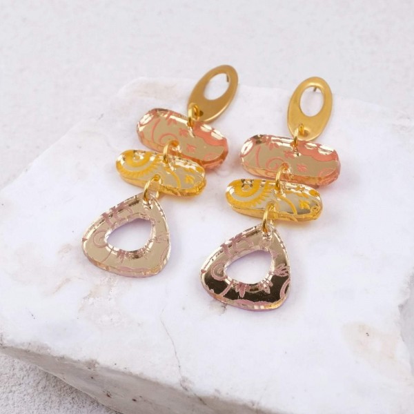 Gold-plated Plexiglass Earrings Handmade plexiglass earrings with 24K gold-plating