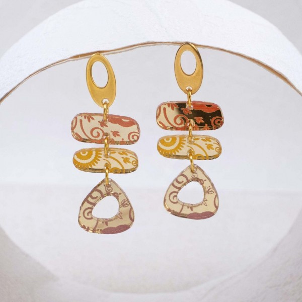 Gold-plated Plexiglass Earrings Handmade plexiglass earrings with 24K gold-plating