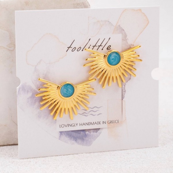 Stud earrings with gold-plating and enamel