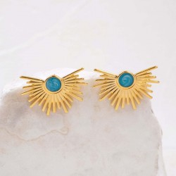 Stud earrings with gold-plating and enamel