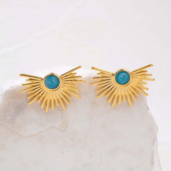 Stud earrings with gold-plating and enamel