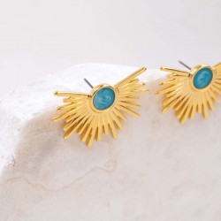 Stud earrings with gold-plating and enamel