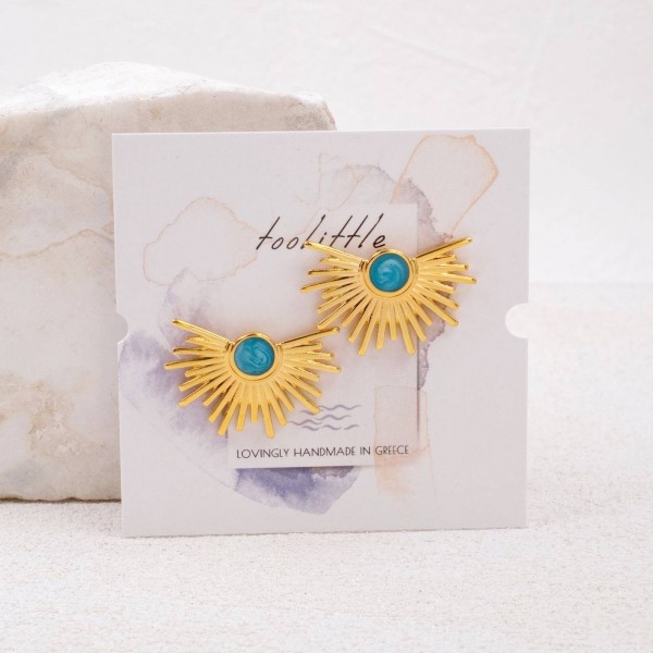 Stud earrings with gold-plating and enamel