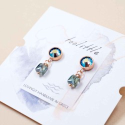 Σκουλαρίκια από ατσάλι με κρύσταλλα Swarovski Χειροποίητα σκουλαρίκια από ανοξείδωτο ατσάλι με κρύσταλλα Swarovski